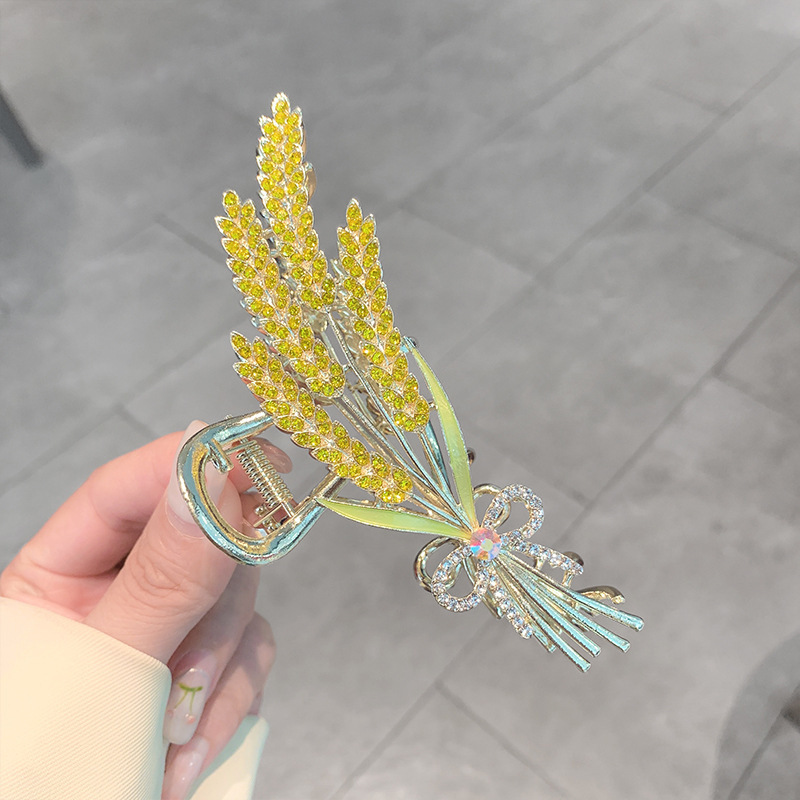 Metal Wheat Barrettes Back Head Female High Sense Updo Hair Claw Hair Volume Large Shark Clip Hairware Hairpin