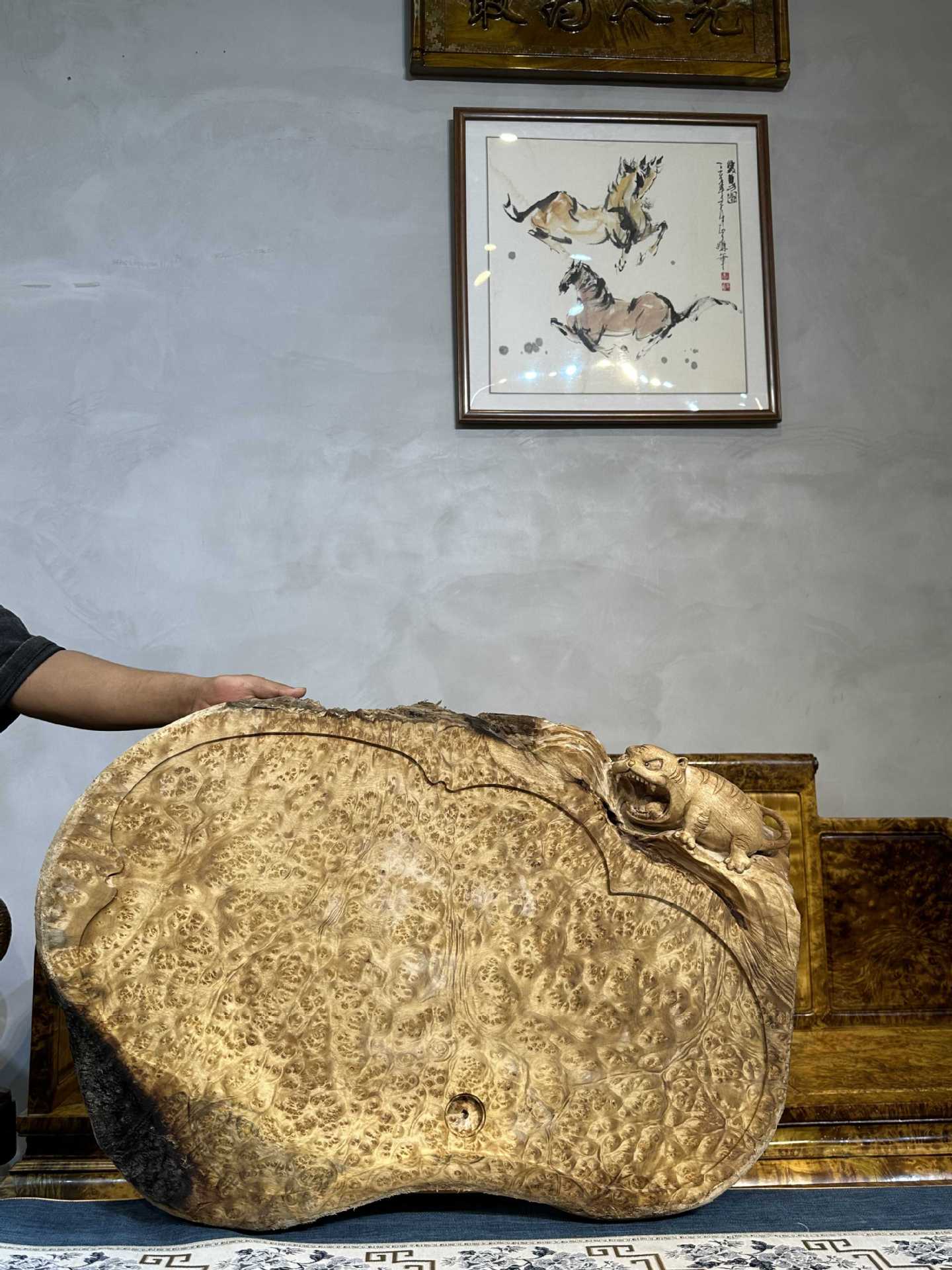 黄金樟木爆满树瘤茶盘 原木茶盘 实木茶盘 根雕茶盘 山香果茶盘