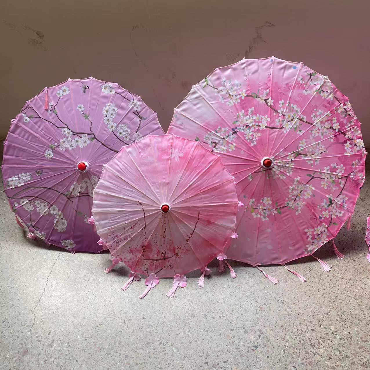 古风流苏伞舞蹈表演道具精品湖南伞工艺伞绸布伞古装印花伞批发