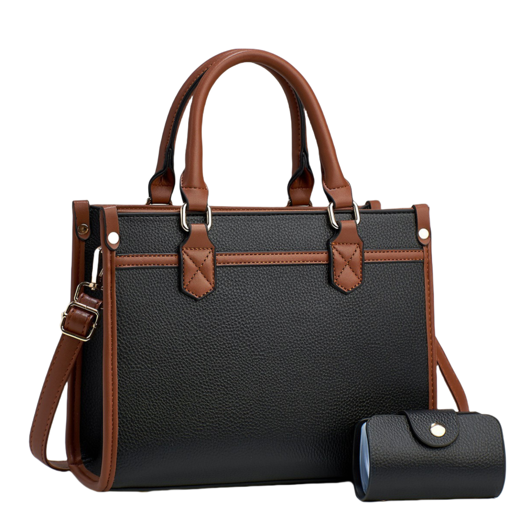 精品简约休闲手提包送卡包2024新款时尚撞色子母包大容量女套装