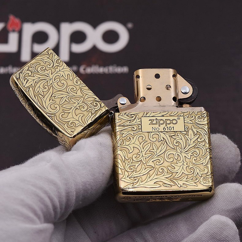zippo 纯铜环绕精雕 细花富贵唐草(中标)