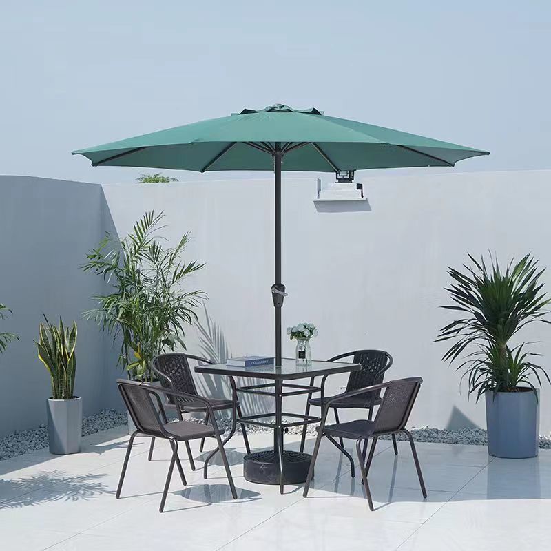 庭院露天花园桌椅三件套家用室外休闲阳台折叠桌户外桌椅带伞组合