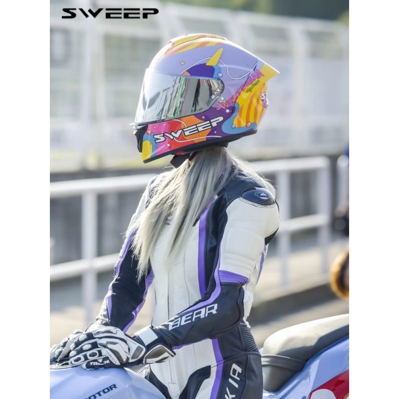 sweep m8摩托车头盔女防雾大尾翼机车全盔蓝牙全覆式碳纤维四季