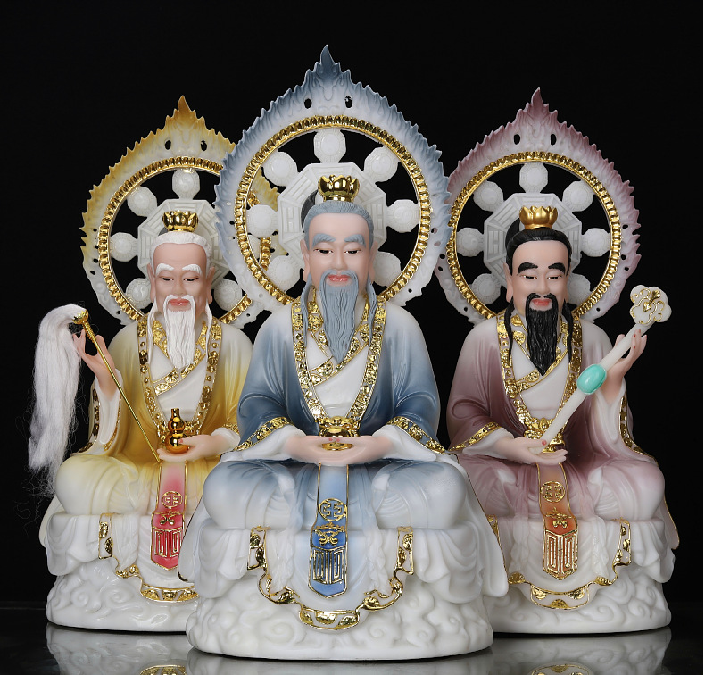 三清道祖原始天尊太上老君灵宝天尊道教三清神像汉白玉佛像空心玉