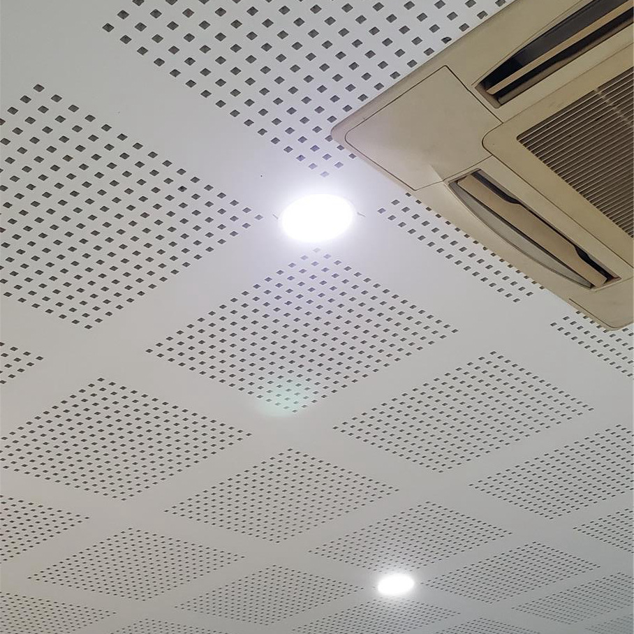 无缝连接穿孔纸面石膏板吸音吊顶系统 圆孔方孔高穿孔率多孔板