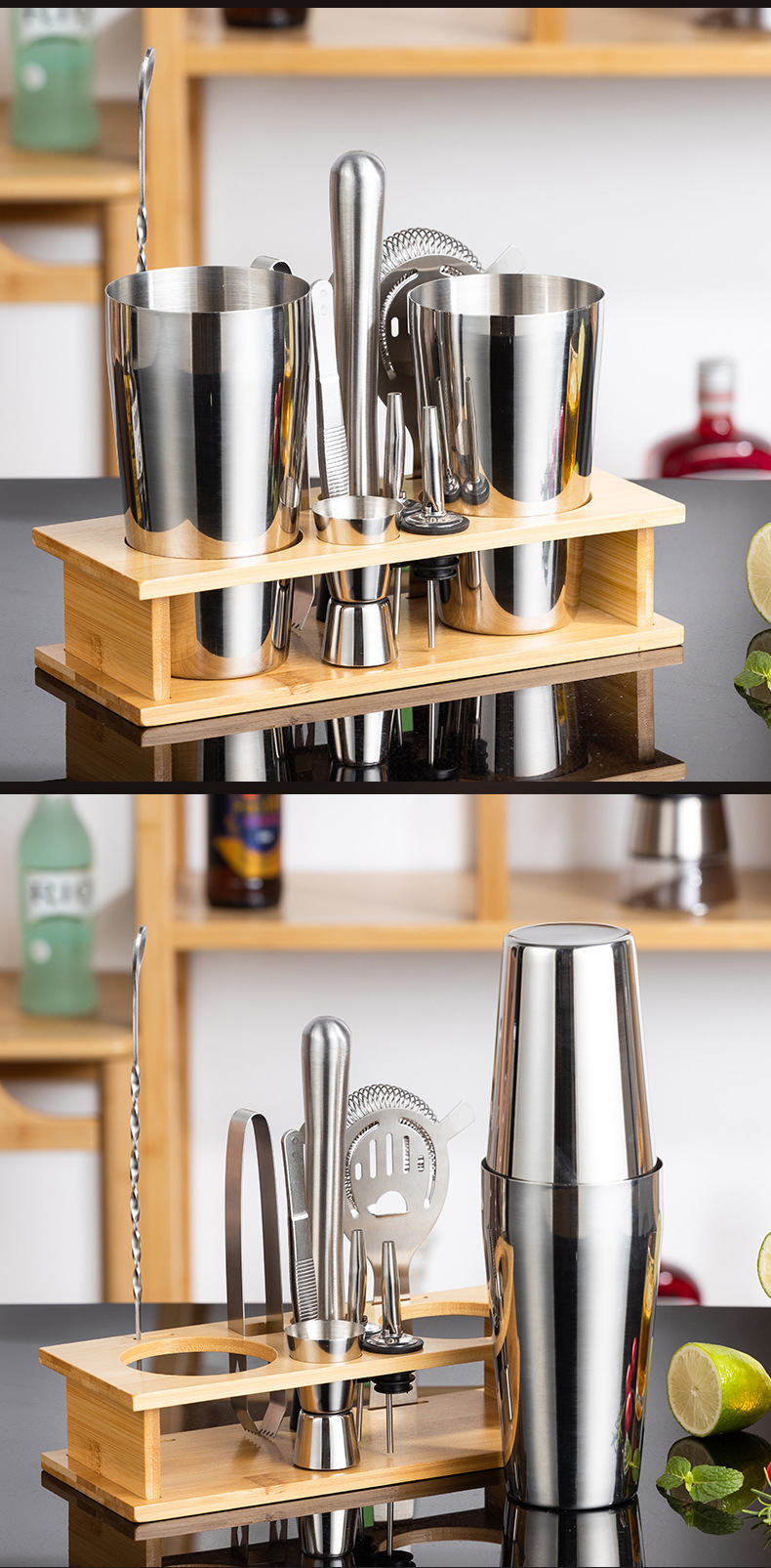 全套不锈钢调吧台调酒鸡尾酒套装制作调酒杯雪克壶酒吧工具酒器