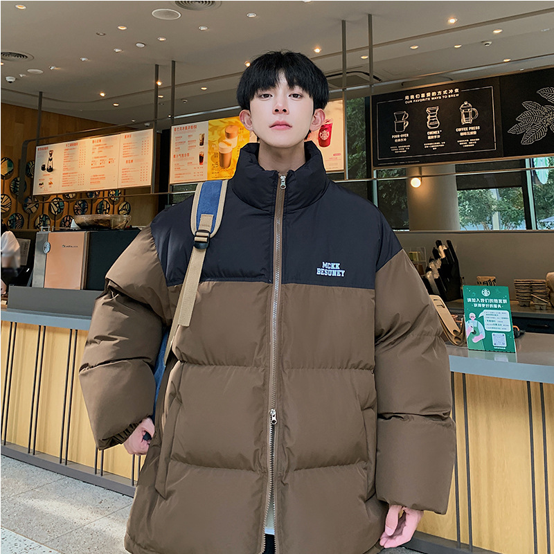 Cotton-Padded Jacket Men's Winter Clothing New Trendy Brand Bread Jacket Boys Winter Cotton-Padded Coat Thick Loose Cotton-Padded Jacket Student Wear Trend