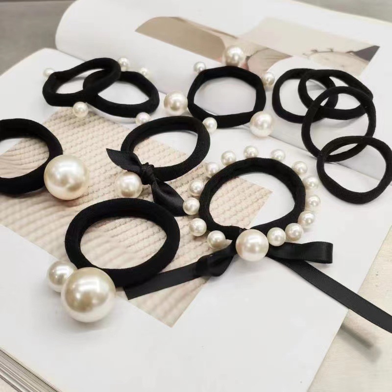 Korean Style Imitation Pearl Bowknot Hair Ring Hair Rope All-Match Simple Rubber Band Hair Tie High-Grade Hair Accessories Hair Rope