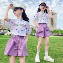 女童夏装套装2024新款中大童洋气时髦儿童装10岁女孩网红短袖夏季