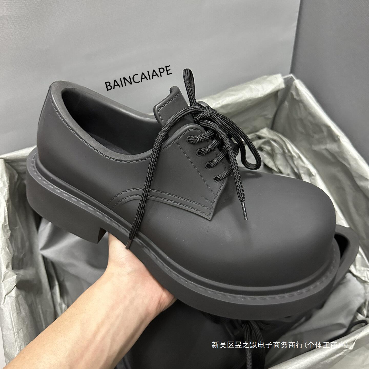 巴黎米奇德比鞋暗黑系大头皮鞋系带黑武士2024新款增高厚底男鞋女