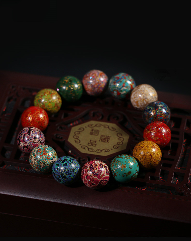 高品质大漆手串男女多宝螺纹犀皮非遗大漆珠手链佛珠工艺饰品文玩