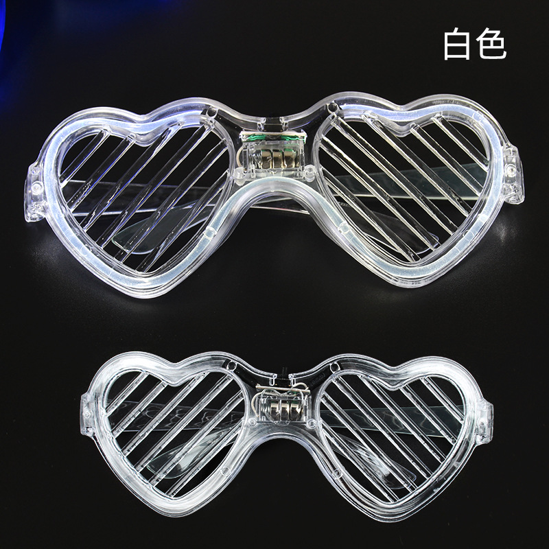 Luminous Bar Disco Jumping Glasses Love Heart Led Cold Light Blinds Glasses Foreign Trade Amazon Party Glasses