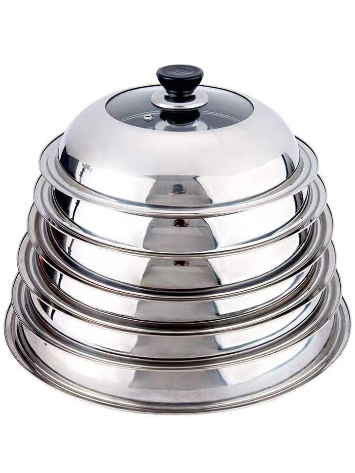 不锈钢锅盖炒菜家用炒锅通用款盖子钢化玻璃耐高温蒸锅高盖