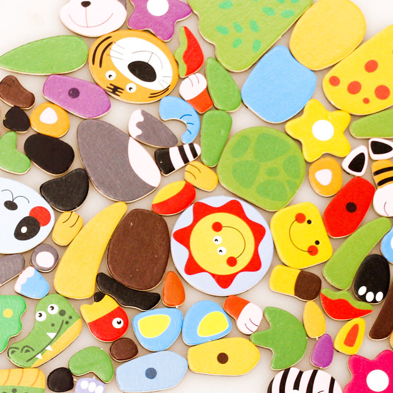 Children's Puzzle Forest Animal Double-Sided Drawing Board Multifunctional Magnetic 3D Puzzle Model Wooden Educational Toys