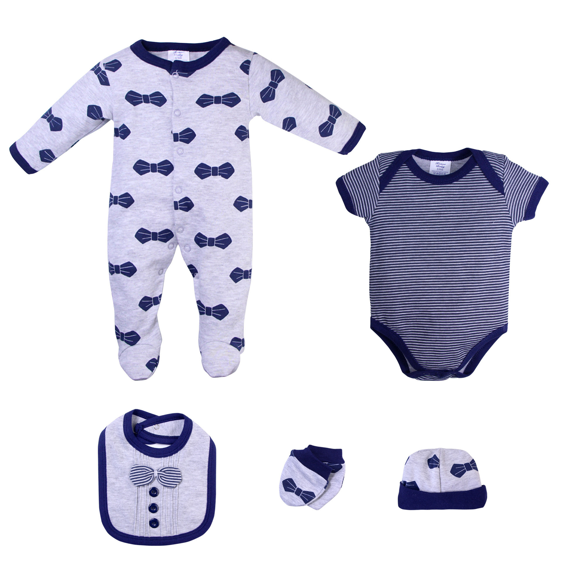 Foreign Trade Newborn Infant Cotton Five-Piece Suit Rompers Jumpsuit Baby Rompers Suit Match Sets Children's Clothing