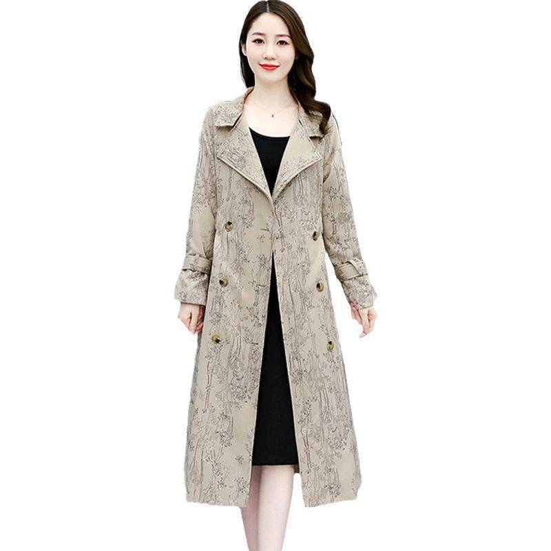女外套大衣2021秋季韩版新款中长款双排扣风衣女装