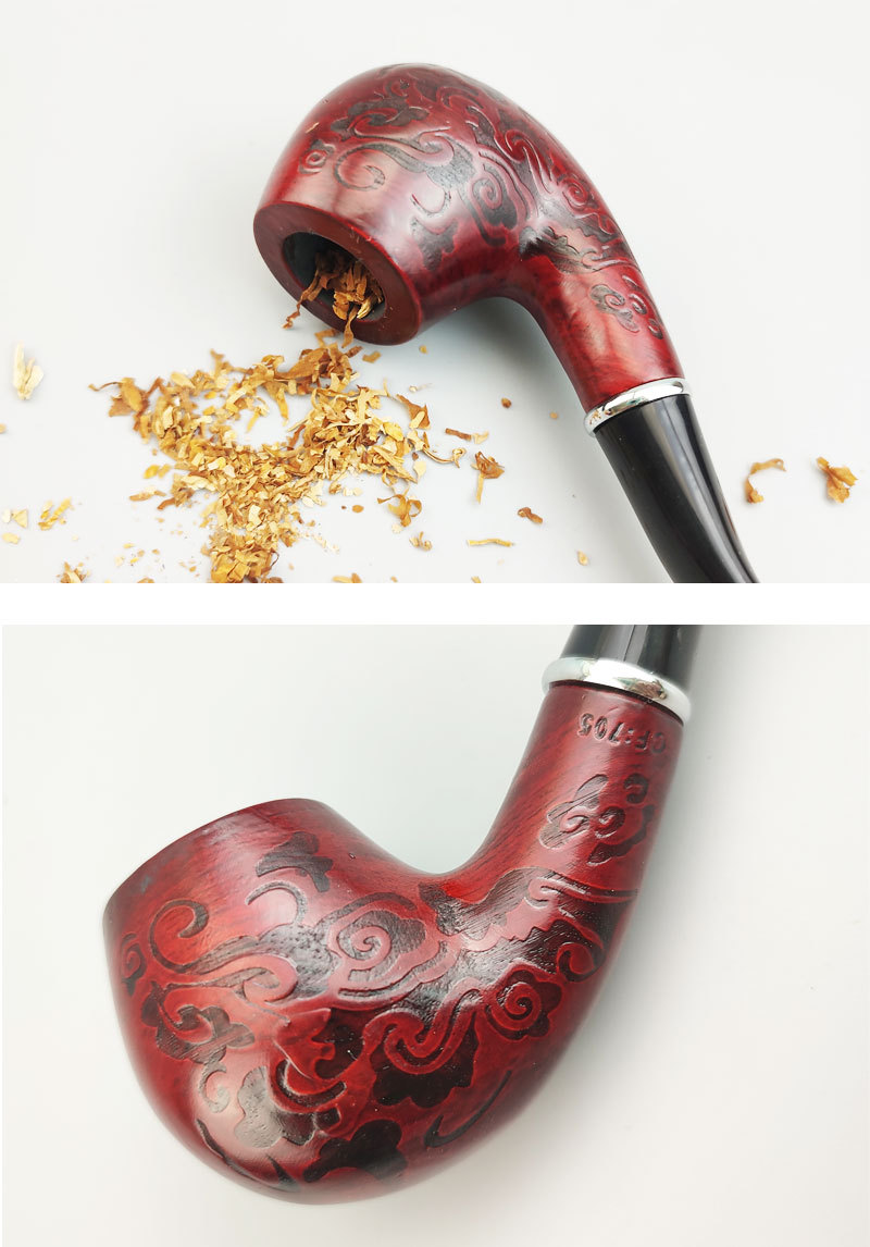 欧式复古烟斗创意烟民吸烟工具可拆洗过滤型705雕花烟嘴外贸跨境