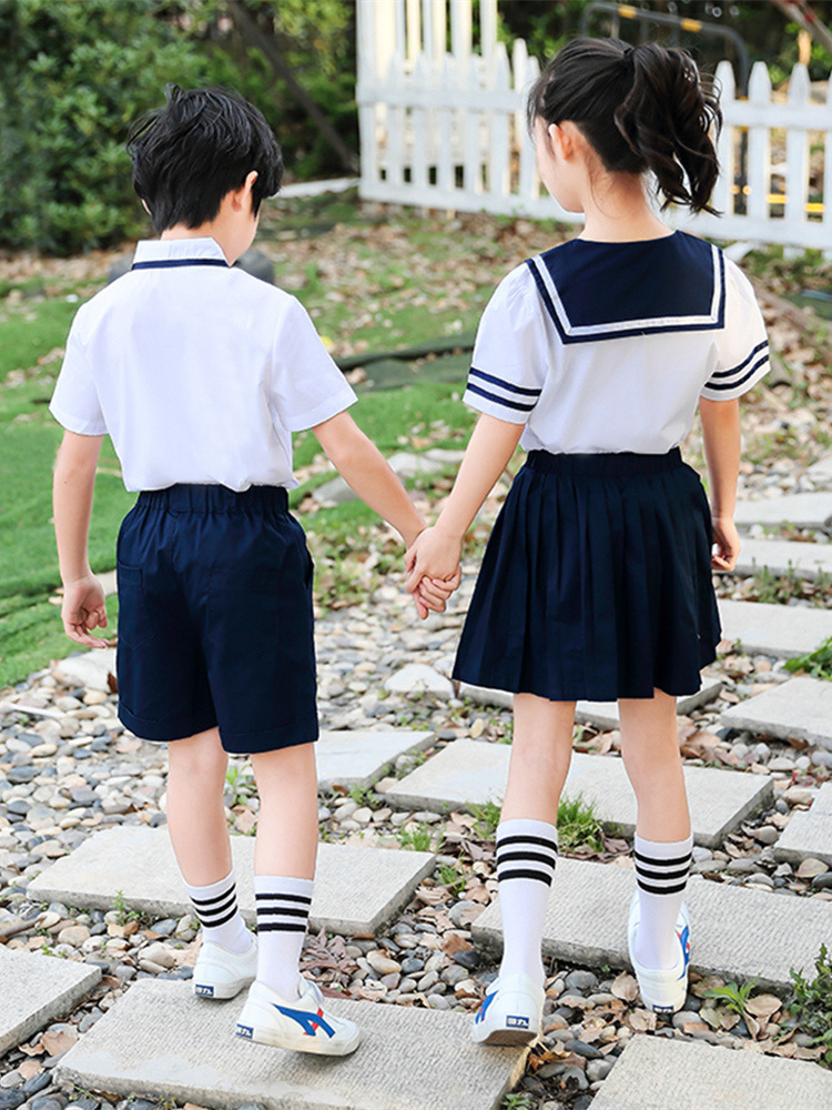 幼儿园园服夏装海军学院风小学生校服毕业照装水手服短袖儿童班服