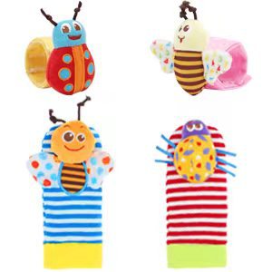 Newborn Infant Cartoon Animal Wrist Bell Bell Socks New Children's Wrist Strap Socks Set