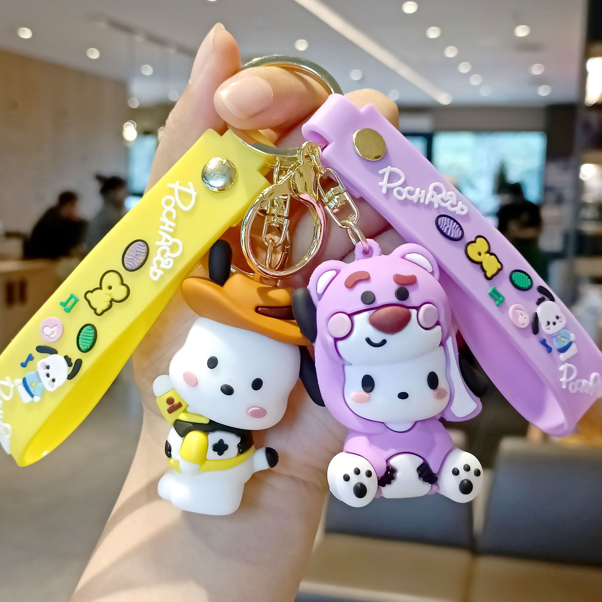 Cute Sanrio Pacha Dog Cartoon Keychain Pendant Schoolbag Car Key Chain Accessories Doll Machine Small Gift