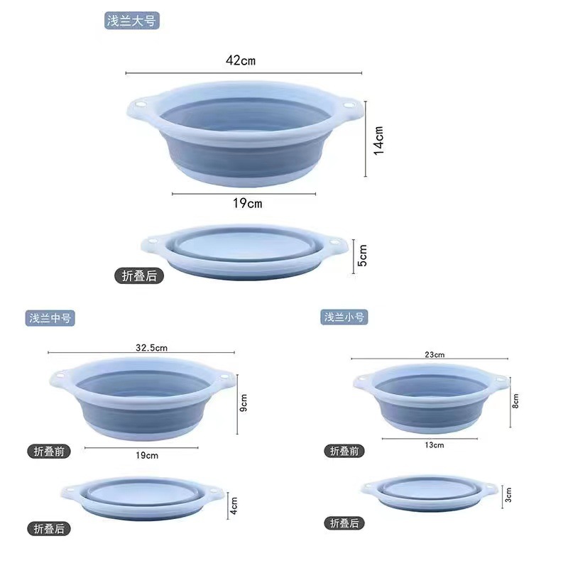 Thickened Folding Basin Household Plastic Basin Student Dormitory Baby Wash Basin Portable Folding Washbasin Wholesale