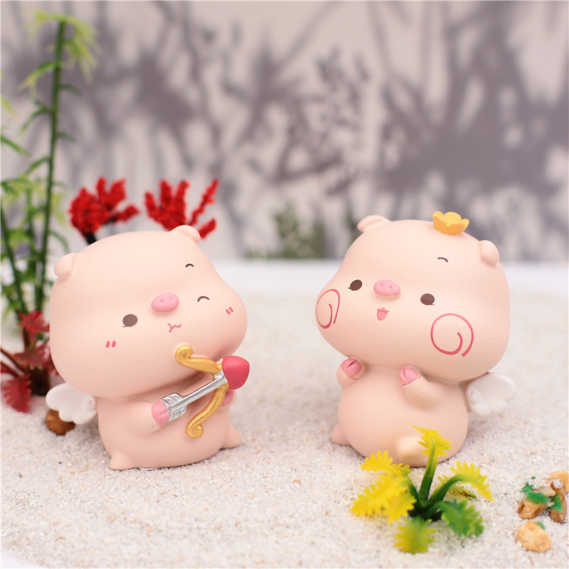 新款创意个性piyo猪丘比特汽车摆件车载内饰烘焙蛋糕装饰品女生节