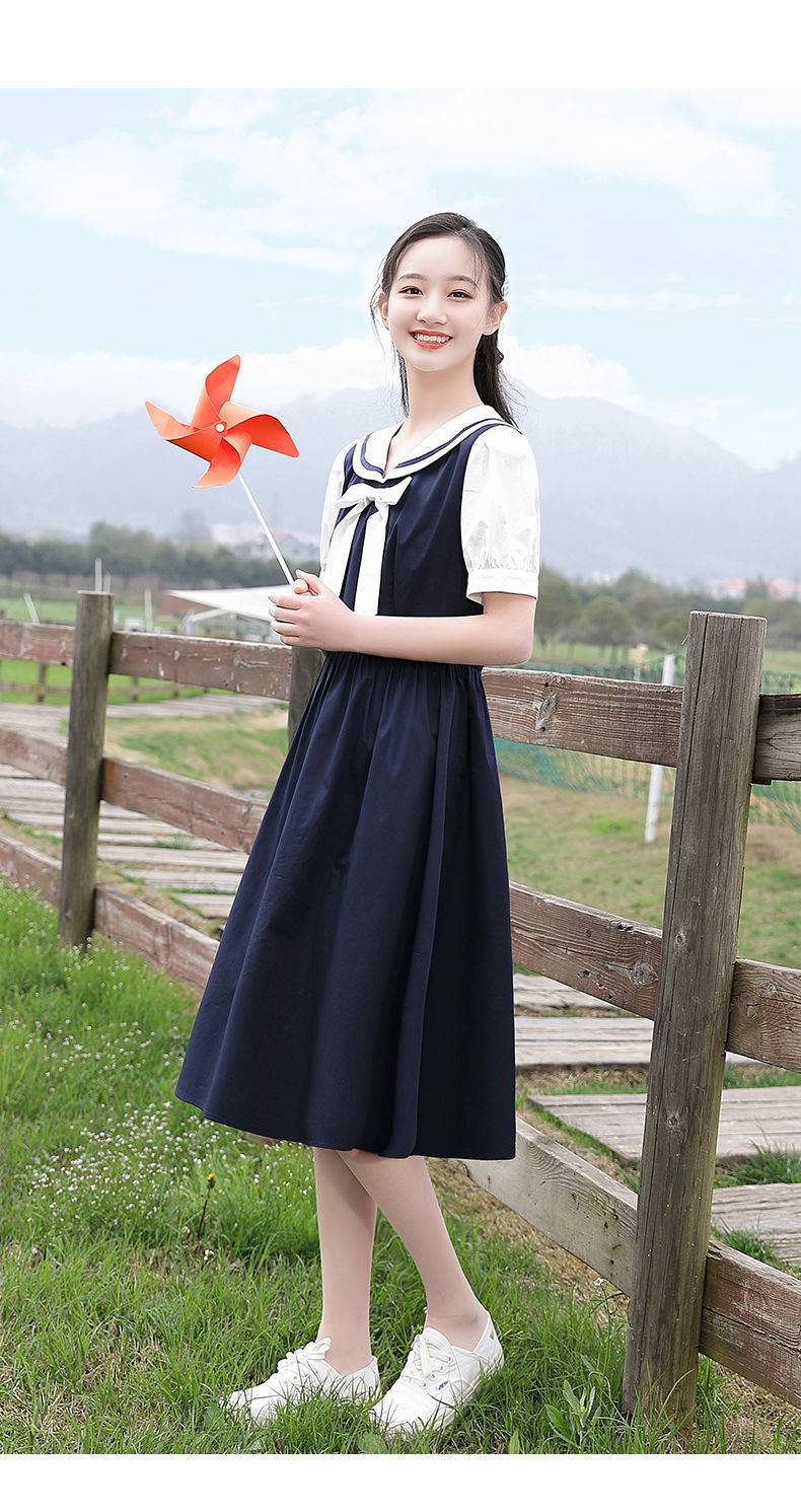 少女学生连衣裙女12岁13女孩夏装16初中生高中生日系jk裙长款裙子简约