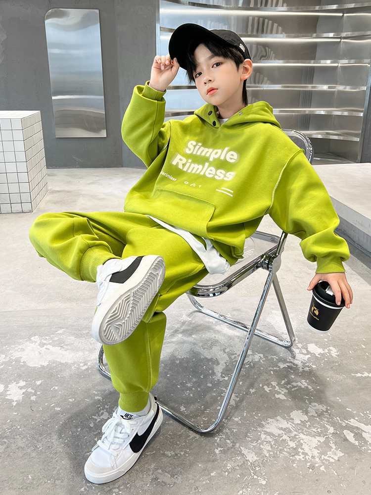 Huzhou Children's Clothing Boys' Spring Sweater Suit 2024 New Medium and Big Children Boys' Spring and Autumn Children's Sports Two-Piece Suit Baby Clothes