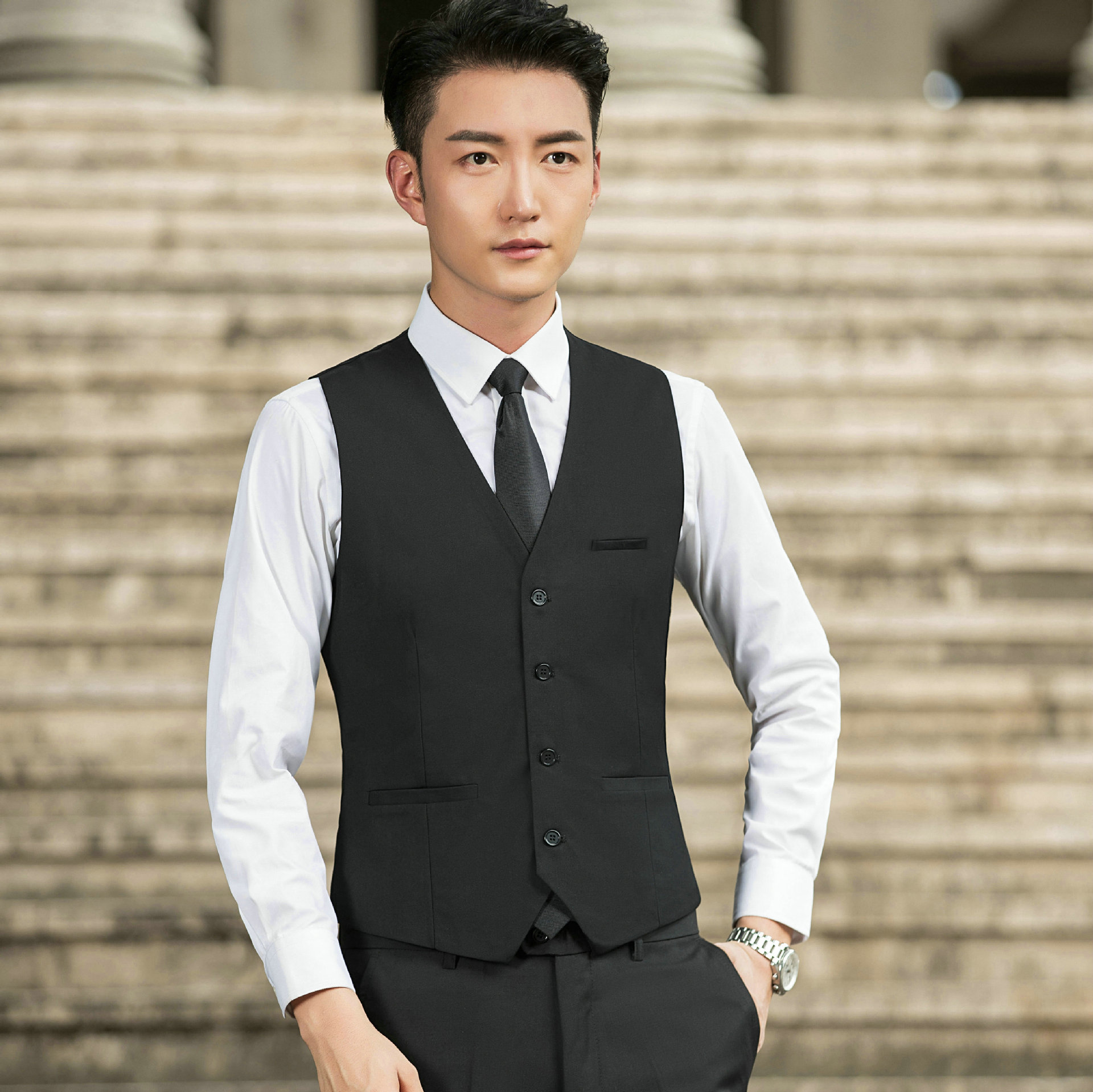 2021年新款男士马甲修身韩版男士西服西装马甲男伴郎职业装男背心
