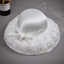 优雅法式复古礼帽蕾丝新娘帽子英伦名媛婚纱旗袍礼服配饰圆顶帽