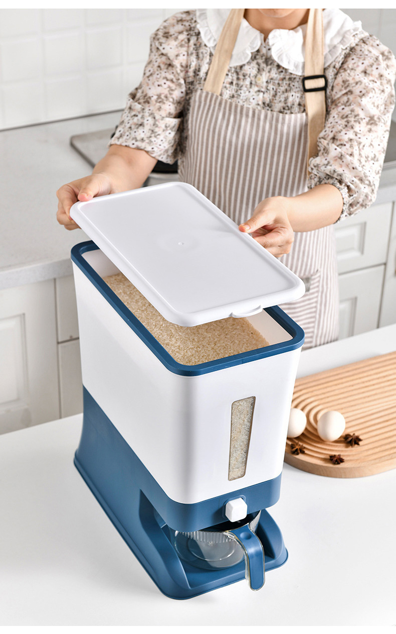 家用按压储米箱 大米杂粮桶密封米桶 厨房计量自动出米桶12公斤