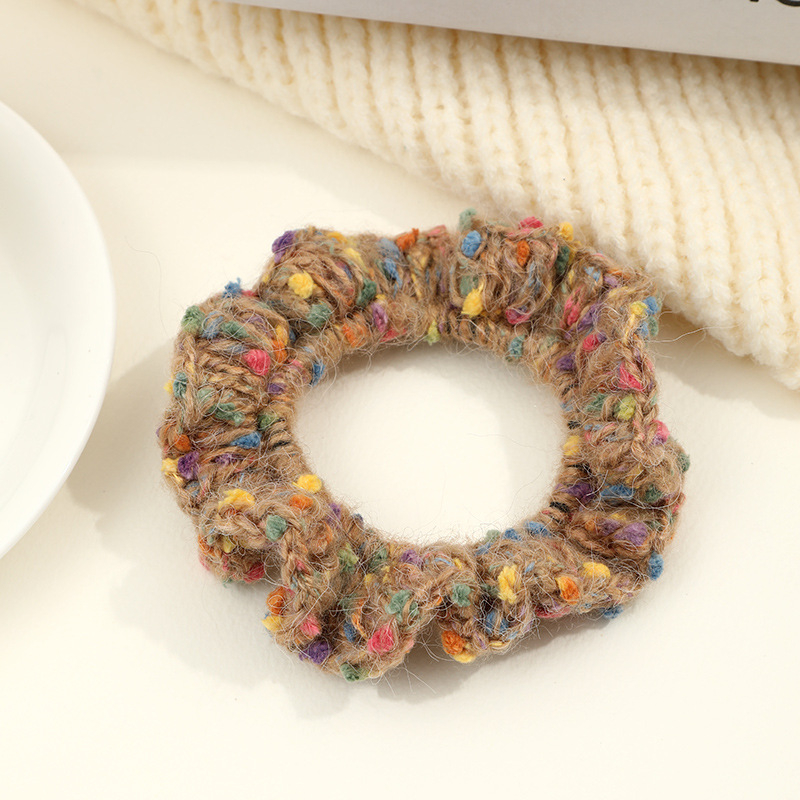 Autumn and Winter Plush Woven Candy Color Lace Hair Rope Hair Ring Does Not Hurt Hair Elastic Rubber Band Hair Band Hair Accessories