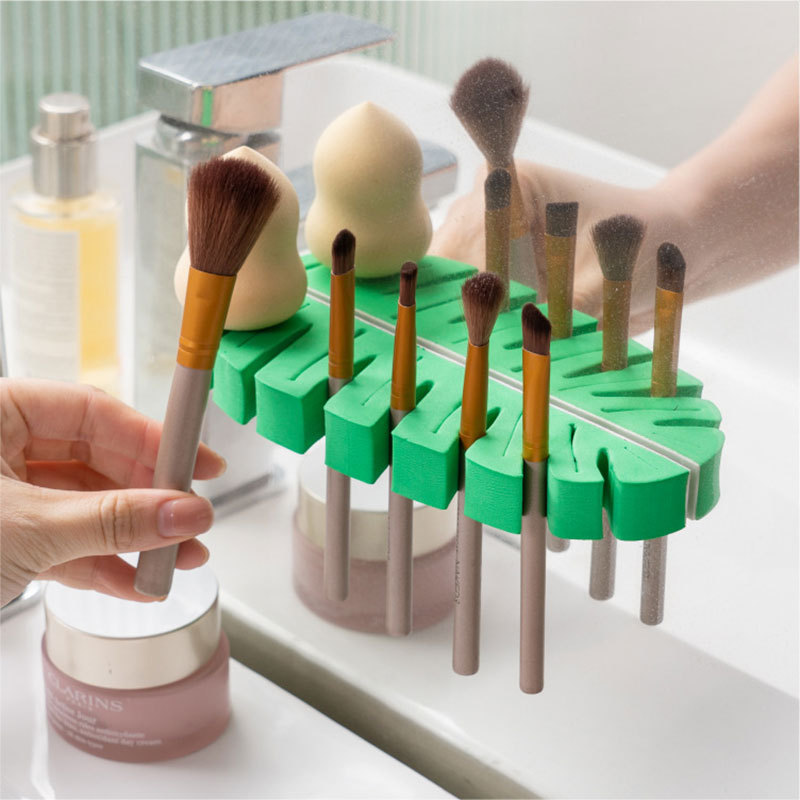 Leaf-Shaped Wall-Mounted Storage Rack Can Store Cosmetics Toothbrush Toothpaste Multi-Functional Organizing Storage Rack