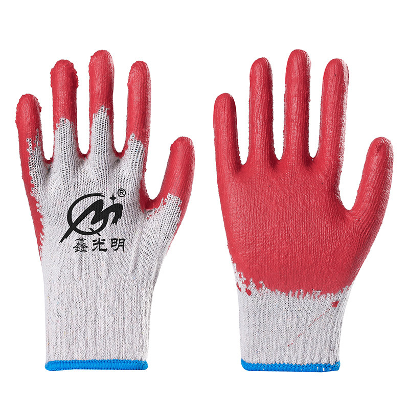 Single Strand Cotton Thread Gloves Adhesive Wear-Resistant Labor Gloves Safety Protection Labor Gloves Non-Slip Safety Gloves