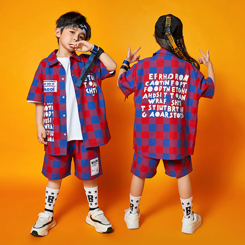 六一儿童节表演服嘻哈夏季街舞套装男童演出服少儿hiphop潮牌童装