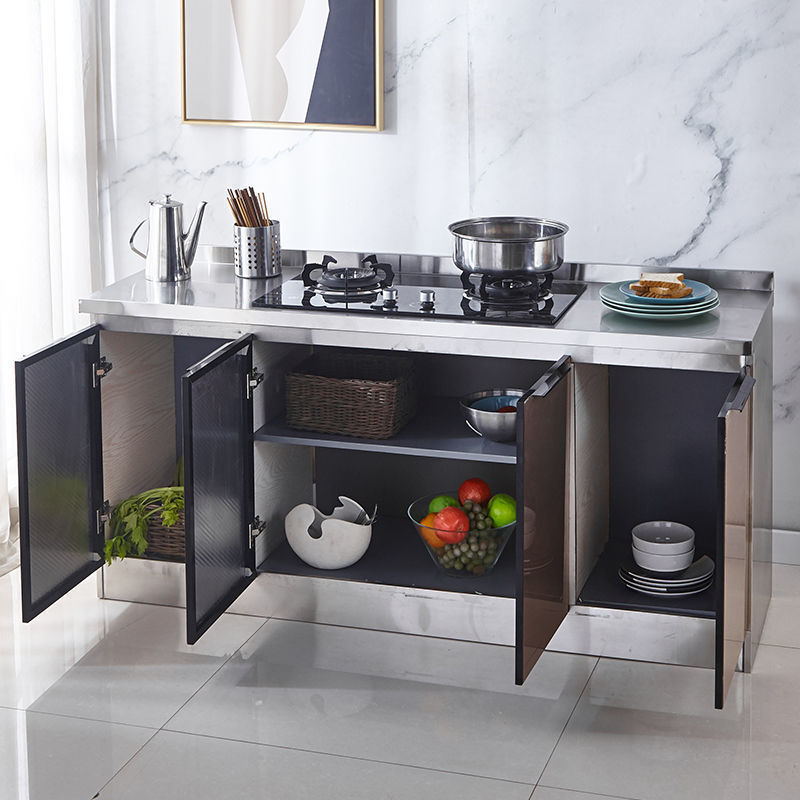 整体橱柜厨房不锈钢橱柜简易煤气灶台柜家用厨房水盆碗柜橱柜一体