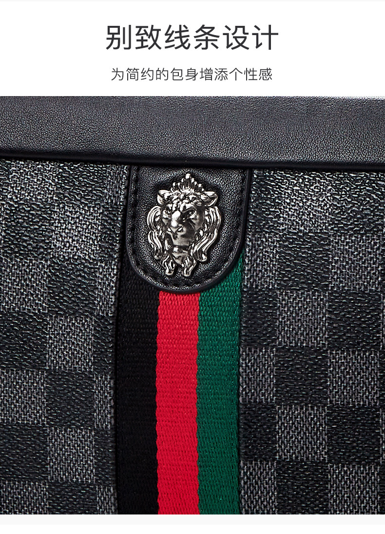 抖音直播货源男士手拿包真皮商务外贸手包经典格子手抓包厂家代发