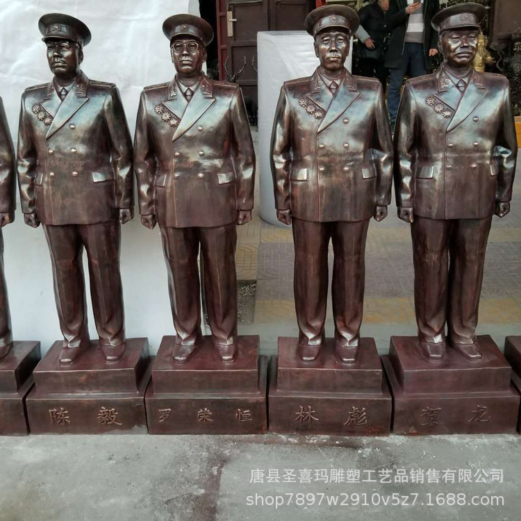 十大元帅人物铜像纪念馆铸铜摆件革命雕塑户外教育主题铜雕像定做