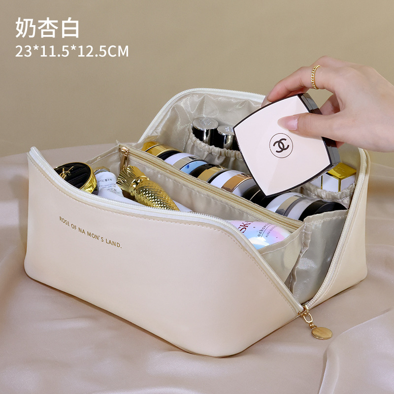 Simple Portable Large Capacity Portable Travel Transparent Wash Bag Pu Waterproof Frosted Makeup Bag Cosmetics Storage Bag