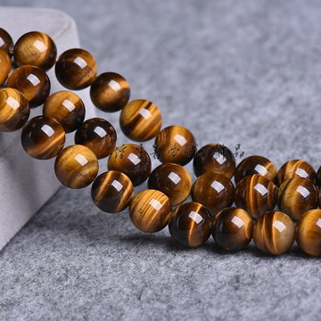 diy黄虎睛石散珠 天然黄虎眼石半成品长链 手链项链脚链隔珠配珠