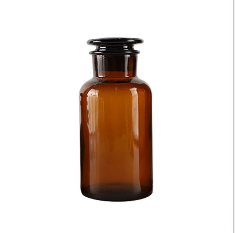 广口透明瓶 棕色磨砂实验试剂瓶 新款加厚玻璃学校医用广口磨砂
