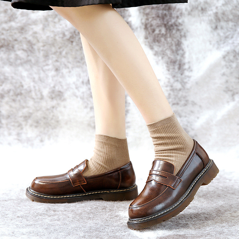 春秋日系小皮鞋学院风jk鞋子正统基础款制服鞋英伦乐福鞋女一脚蹬