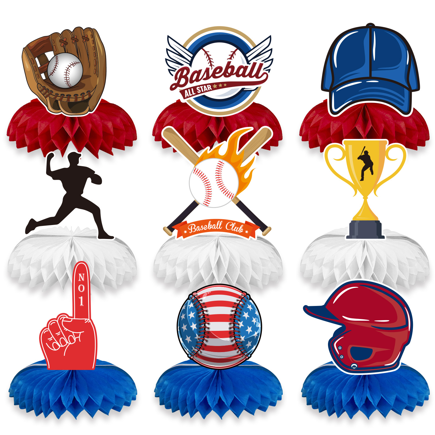 Baseball Theme Birthday Party Decoration Supplies Honeycomb Table Desktop Decoration Birthday Decoration Party Honeycomb Decoration