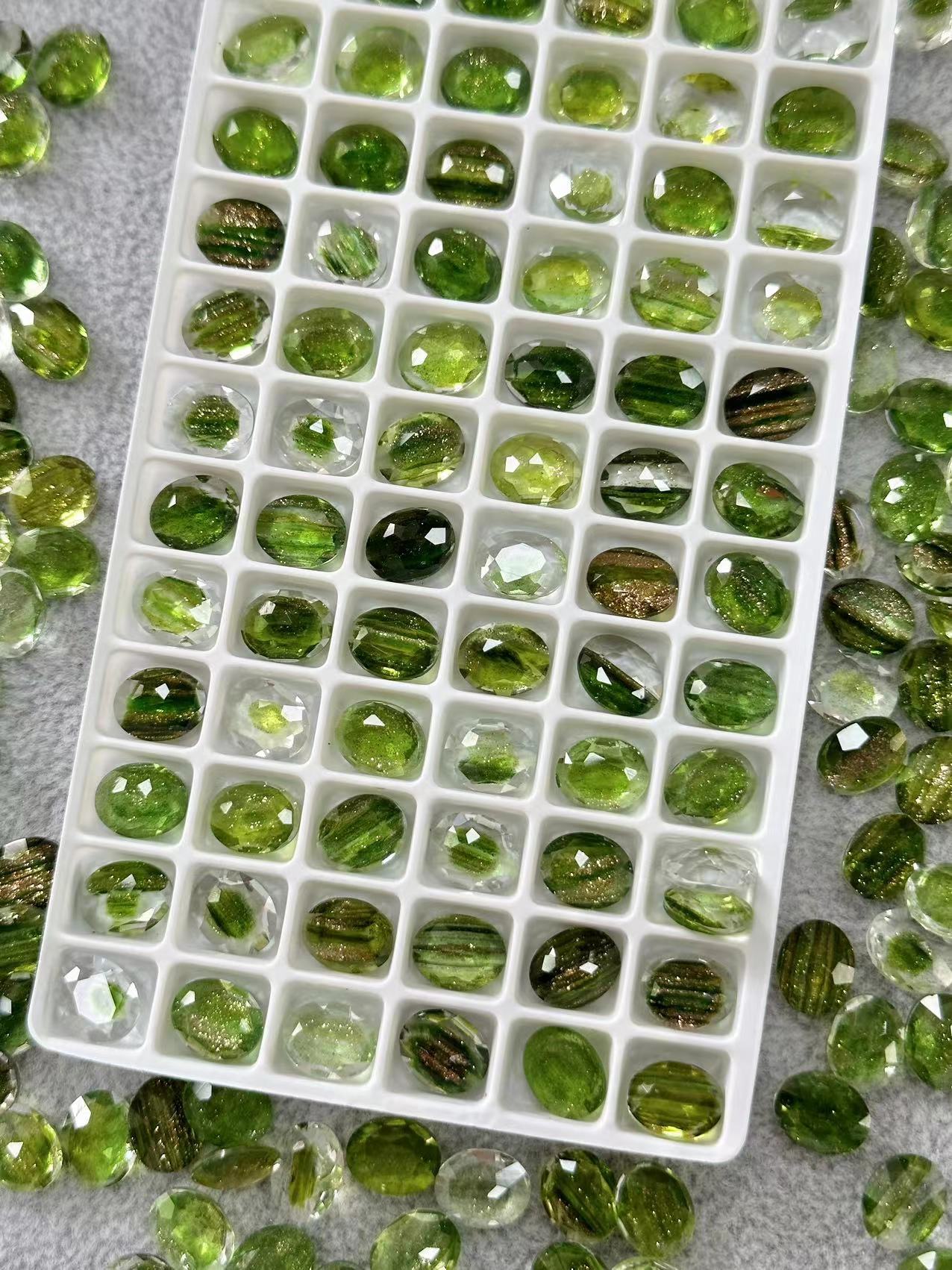 Jinsha Green Series K9 High-Quality Manicure Jewelry Fat Square Rock Sugar round Tip Nail Beauty Rhinestone Ornaments Accessories Factory Wholesale