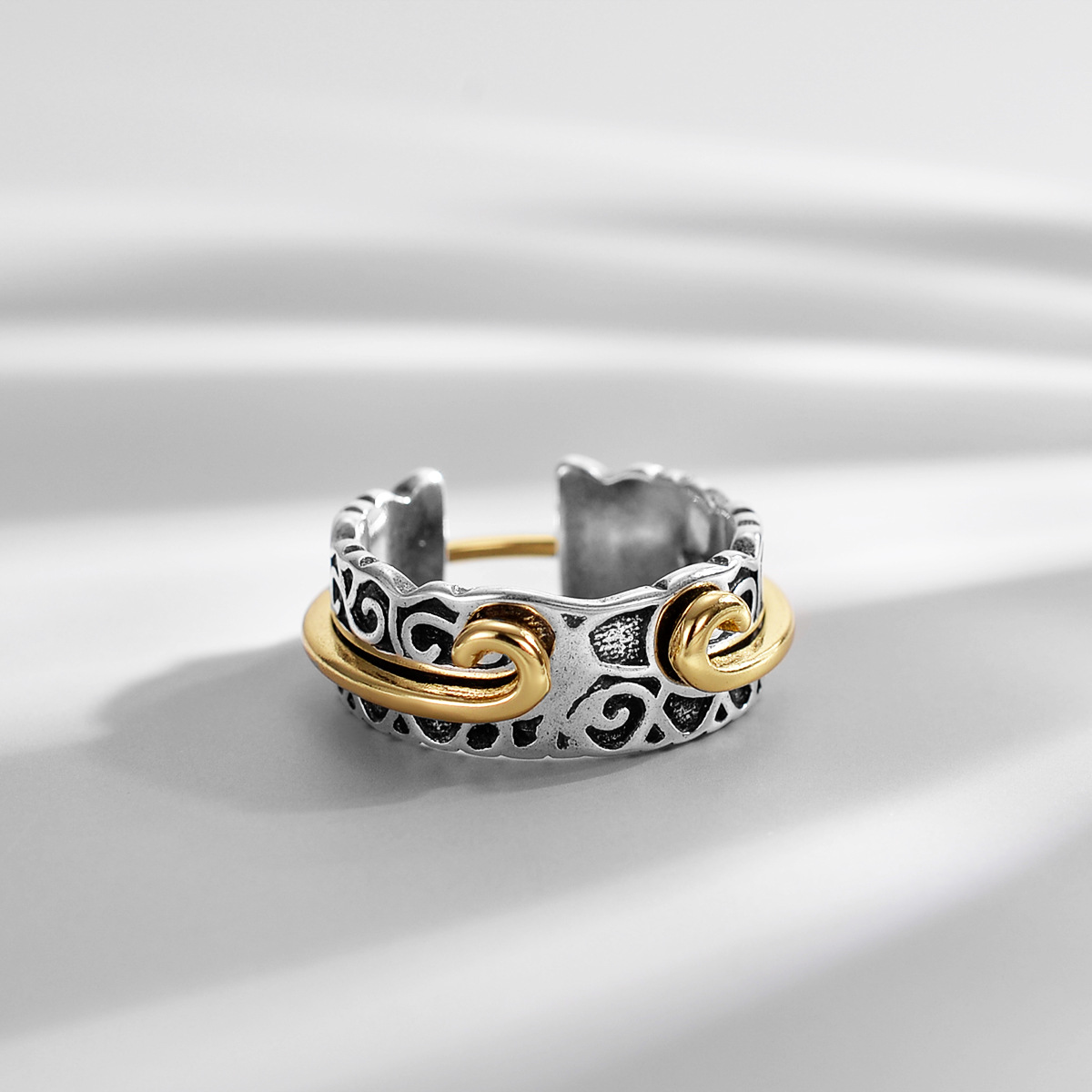 地摊货同款西游记紧箍咒开口戒指孙悟空祥云潮人个性手工分金戒指