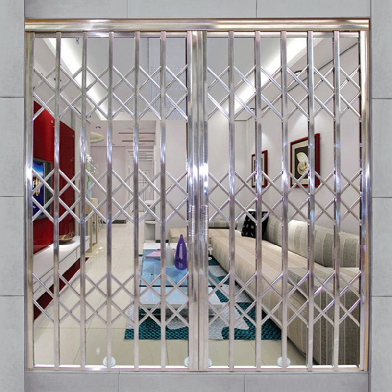 工厂商店食堂不锈钢伸缩拉闸门 家用防盗室外手动折叠推拉门