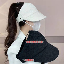 新款创意可挂口罩魔术贴可调节空顶帽透气不闷女士夏季遮阳帽现货