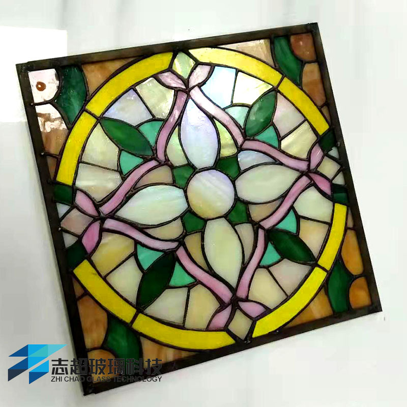 彩色玻璃窗满玻璃窗彩绘镶嵌彩色教堂玻璃不规则玻璃明清装饰玻璃