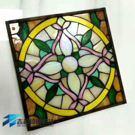 彩色玻璃窗满玻璃窗彩绘镶嵌彩色教堂玻璃不规则玻璃明清装饰玻璃