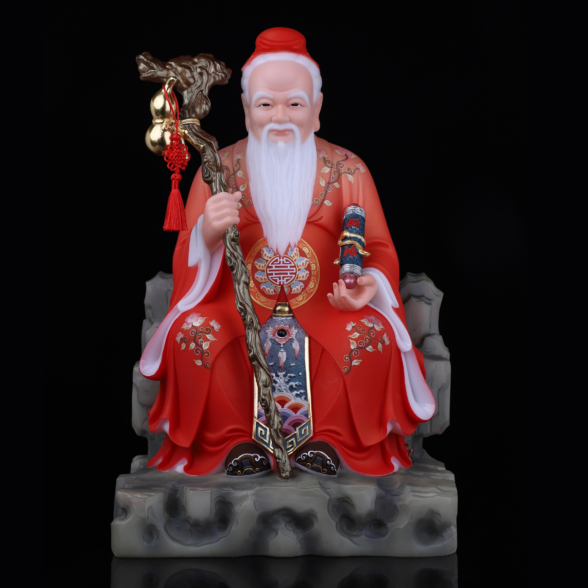 汉白玉彩绘月老星君神像牵红线月下老人佛像批发居家客厅人物摆件